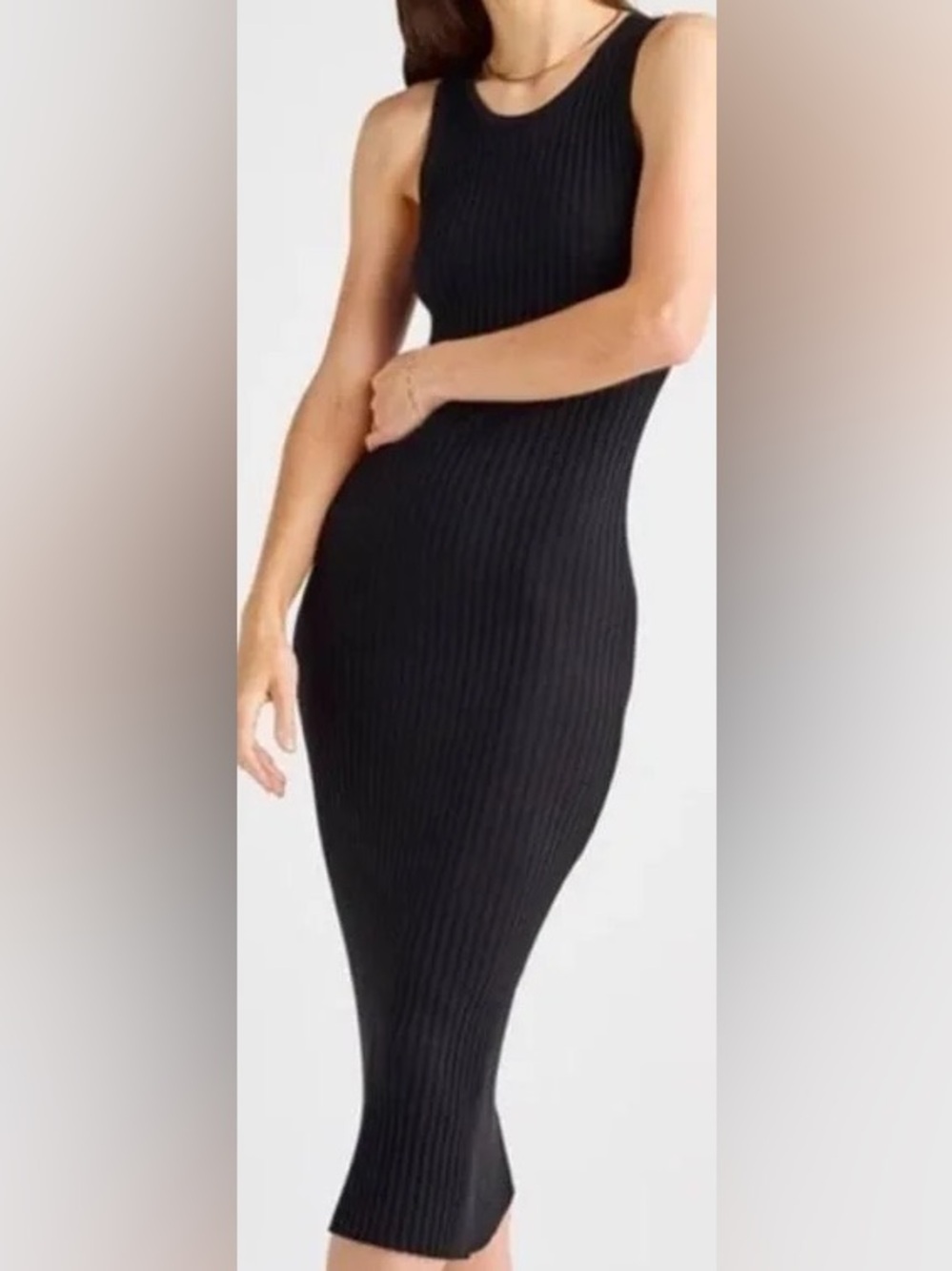 Splendid Black Ribbed Tank Dress - Picture 1 of 4